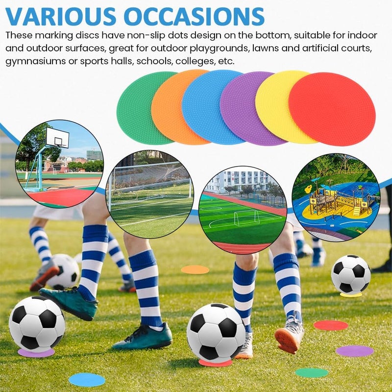 Ranjaner 12pcs 4inch Non-Slip Spot Marker, Poly Spot Markers for Agility Dot for Gym/PE Training, Rubber Circles Multiple Color Sports Markers for Sports Speed Training - Image 5
